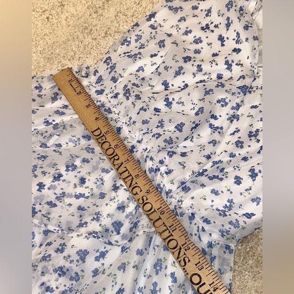 CLEARANCE Sienna Sky Dress XS Blue and White Floral Blouson Spring Dress - Picture 12 of 14